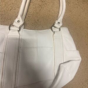 Elegant White Leather Tote Bag